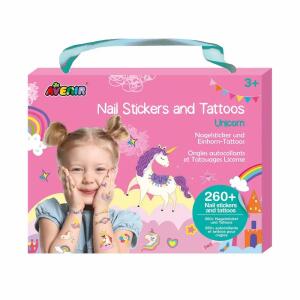 Einhorn 2 Bogen mit temporären Tattoos,, 1 Bogen mit Nagelstickern