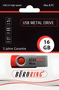 Speicherstick, USB 2.0 mit drehbarer Metall-Abdeckung Kapazität: 16 GB