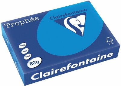 Kopierpapier Trophee, DIN A4, 80 g/qm, karibikblau, für Laser- und Inkjetdrucker, FSC zertifiziert, 1 Packung = 500 Blatt