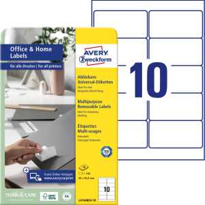 Universal-Etiketten, bedruckbar, ablösbar weiß, 96 x 50,8 mm 100 Stück