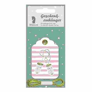 Geschenkanhänger Weihnachten 10er, 2m Metallic-Kordel 4014970419492