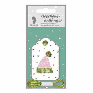 Geschenkanhänger Weihnachten 10er, 2m Metallic-Kordel 4014970419508