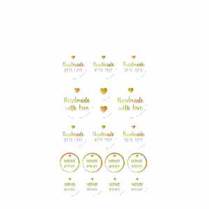 Weihnachtsticker Handmade with love gold, Inhalt: 4 Bögen,, Rössler