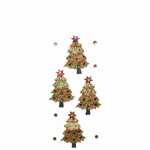 Weihnachtssticker Goldene Bäume mit Crystals,...
