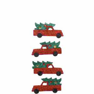 Weihnachtssticker Roter Glitter Pick up, Inhalt: 4 Sticker,, Rössler