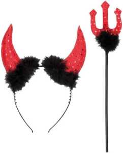 Kostümset Teufel, Hörner und Dreizack