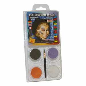 Motivschminke Halloween Hexe, 4 Farben, Pinsel