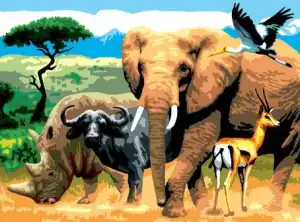 Malen nach Zahlen Junior Afrikanische Tiere, Größe: 40 x 32,5 cm