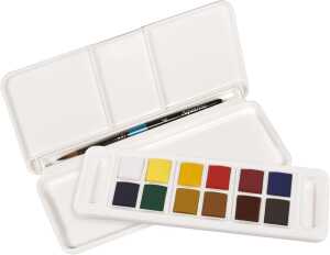 Aquarellfarben Travel Set Aquafine 12x 1/2 Näpfchen, 12 Farben