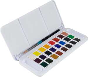 Aquarellfarben Studio Set Aquafine 24x 1/2 Näpfchen, 24 Farben
