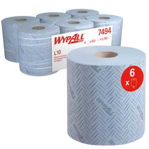 Wypall Wischtuch L10 RCS Großrolle 1-lagig blau, 6 Rollen x 630 Tücher