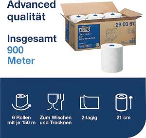 Tork Matic Rollenhandtuch System H1 6 Rollen 21cmx150m, weiß, 2-lagig