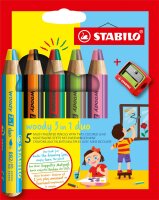 STABILO woody 3 in 1 duo 5er Etui mit Spitzer