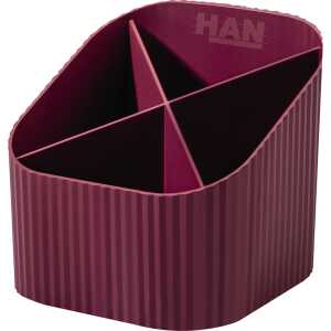 HAN Schreibköcher KARMA - 4 Fächer, Recyclingmaterial, öko-rot