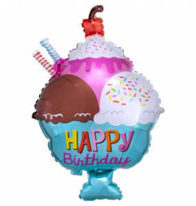 Folienballon Happy Birthday Eisbecher AMSCAN 3561701