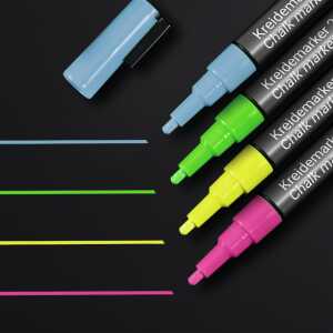 Kreidemarker - trocken und feucht abwischbar - pink/gelb/grün/blau