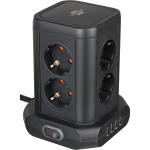 brennenstuhl Steckdosenturm 8-fach + 4x USB, 2m, schwarz,...