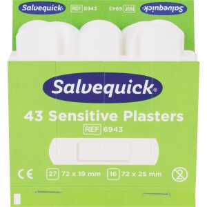SALVEQUICK Pflaster-Strips sensible - 6x 43 Stück, weiß