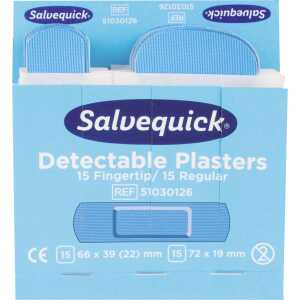 SALVEQUICK Fingerkuppen-Pflaster Nachfüllpackung - 6x 30 Stück, blau