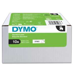 DYMO Schriftband D1 Polyester 7 mx9 mm schwarz/weiß 10er Pack