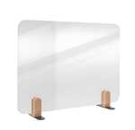 Tischtrennwand akustik Pinboard - 60 x 160 cm, beige, Halterungen