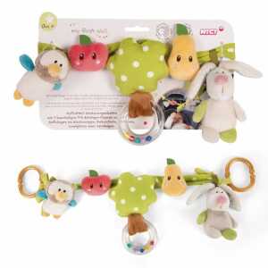 Kinderwagenkette 40cm Hase+Eule NICI 48512 mit 5 Figuren