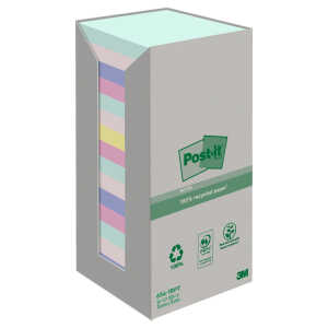 Post-it® Haftnotiz Recycling Notes Tower Pastell Rainbow 76 x 76 mm
