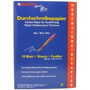 Durchschreibepapier in der 10 Blatt Mappe, A4, blau,