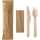 Besteckset Holz "pure" - 50 Sets, Messer, Gabel, Serviette