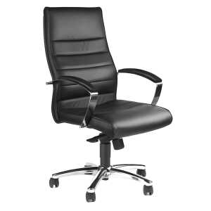 Chefsessel TD Luxe 10 - schwarz, Leder, mit Armlehnen,