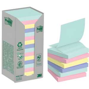 Post-it Haftnotizblock Notes - 76 x 76 mm, sortiert, 16 x 100 Blatt