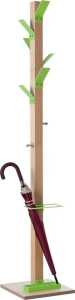 Garderobenständer EasyCloth Modell A - 6 Haken, 2 Knöpfe, Holz/grün