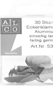 Eckenklammern, Aluminium, lackiert, bunt gemischt, SB-Dose à 30 Stück