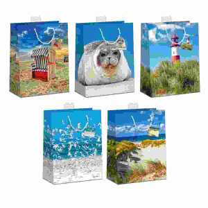 Geschenktasche Maritim 26x32x12cm sortiert, 5 verschiedene Motive