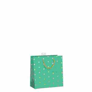 Geschenktasche Kleine Herzen 15x15x6cm, mit Kordel und Namenskarte