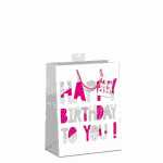Geschenktasche Happy Birthday weiß 18x23x10cm, mit...