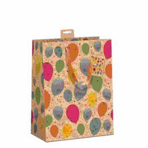Geschenktasche Luftballons 26x32x12cm, mit Kordel und Namenskarte,