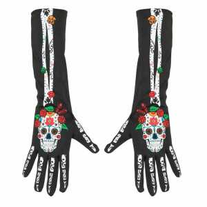 Handschuhe Dia de Los Muertos 40cm, Paar, Widmann