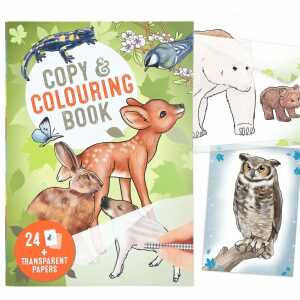 Copy & Colouring Book Wildtiere, Durchpausbuch 24x Transparentpapier