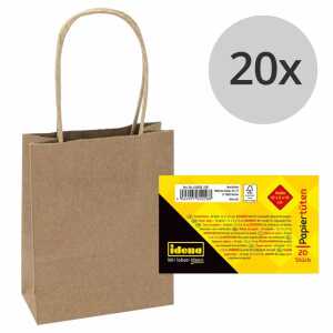 Idena Papiertüten 12x5x15cm 20er FSC-Rec, aus Kraftpapier, 90g/m²