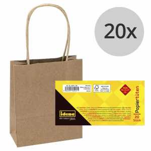 Idena Papiertüten 18x8x21cm 20er FSC-Rec, aus Kraftpapier, 125g/m²