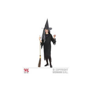 Kinderkostüm Hexe schwarz Gr.104, Kleid mit Gürtel und Hut
