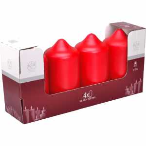 Stumpenkerzen 78x150mm rot 4er, KCB