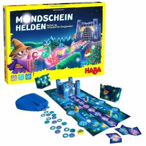 Brettspiel Mondscheinhelden, l 1 3D-Burg, 1 Spielplan,