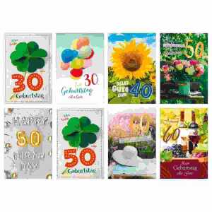 Glückwunschkarten 100er Zahlen sortiert, 8 verschiedene Motive
