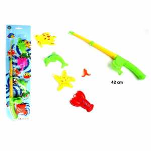 Angel-Set mit 4 Fischen Angel 42cm lang