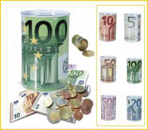 OOTB Metall-Spardose €-Noten