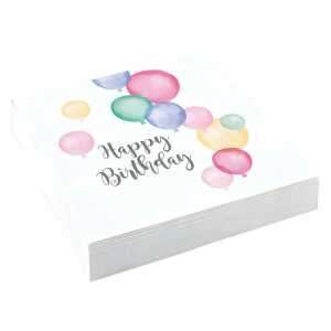 Serviette 33x33cm Happy Birthday Pastel, 3-lagig, 20 Stück, Amscan