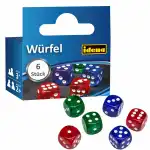Idena Würfel 16mm bunt Kunststoff 6er, Augenwürfel 1-6