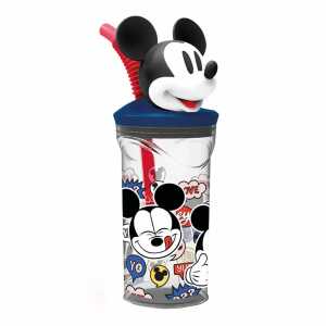 Trinkbecher Micky Maus 360ml mit 3D Figur, mit Strohhalm, SAN, PE, PVC